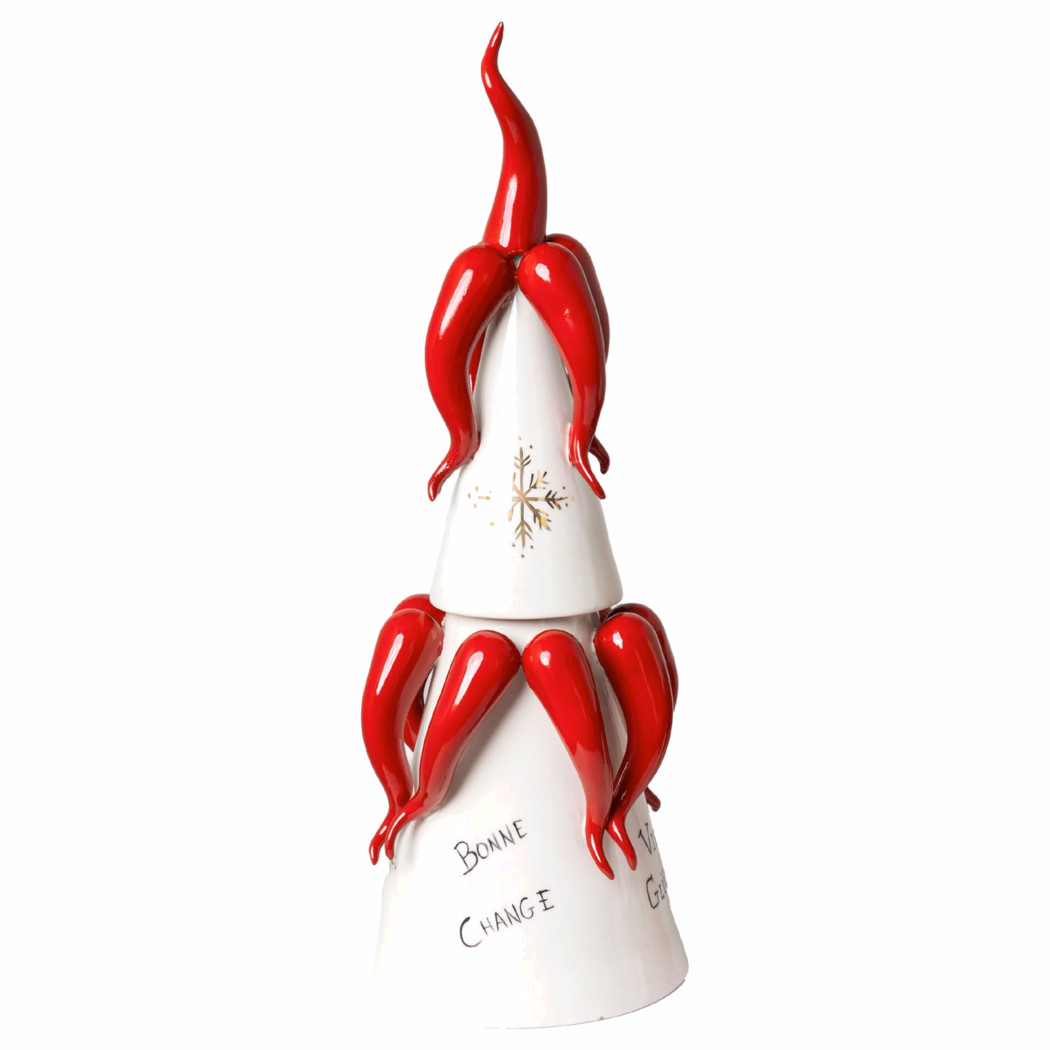 Straordinario albero in porcellana con corni rossi decorativo