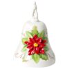 Campana natalizia in porcellana con fiori in rilievo - Ø 10 cm x H 16 cm