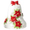 Campana natalizia in porcellana con fiori in rilievo - Ø 26 cm x H 30 cm