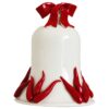 Campana natalizia in porcellana bianca con cornetti rossi - Ø 26 cm x H 16,5 cm