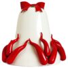 Campana natalizia in porcellana bianca con cornetti rossi - Ø 26 cm x H 30 cm