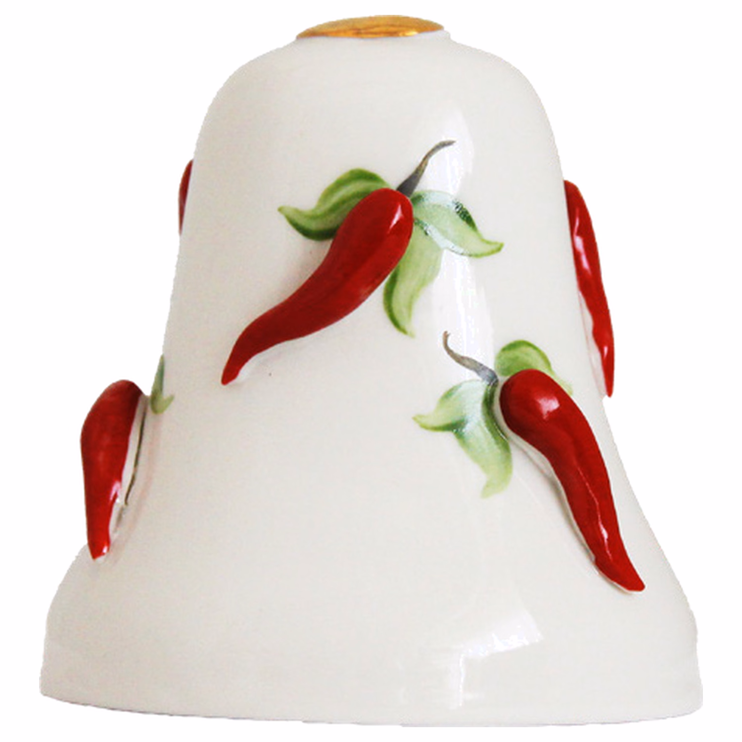 Campanella natalizia in porcellana con decori di peperoncini a rilievo