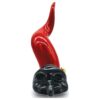 Straordinario corno portafortuna in pregiata porcellana - H 14 cm Rosso e nero