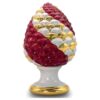 Straordinaria pigna in porcellana decorata a mano - H 40 cm Bordeaux, bianco e oro