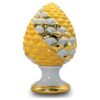Straordinaria pigna in porcellana decorata a mano - H 40 cm Giallo, bianco e oro