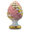 Straordinaria pigna in porcellana decorata a mano - H 40 cm Rosa, bianco e oro