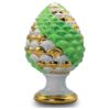 Straordinaria pigna in porcellana decorata a mano - H 40 cm Verde, bianco e oro