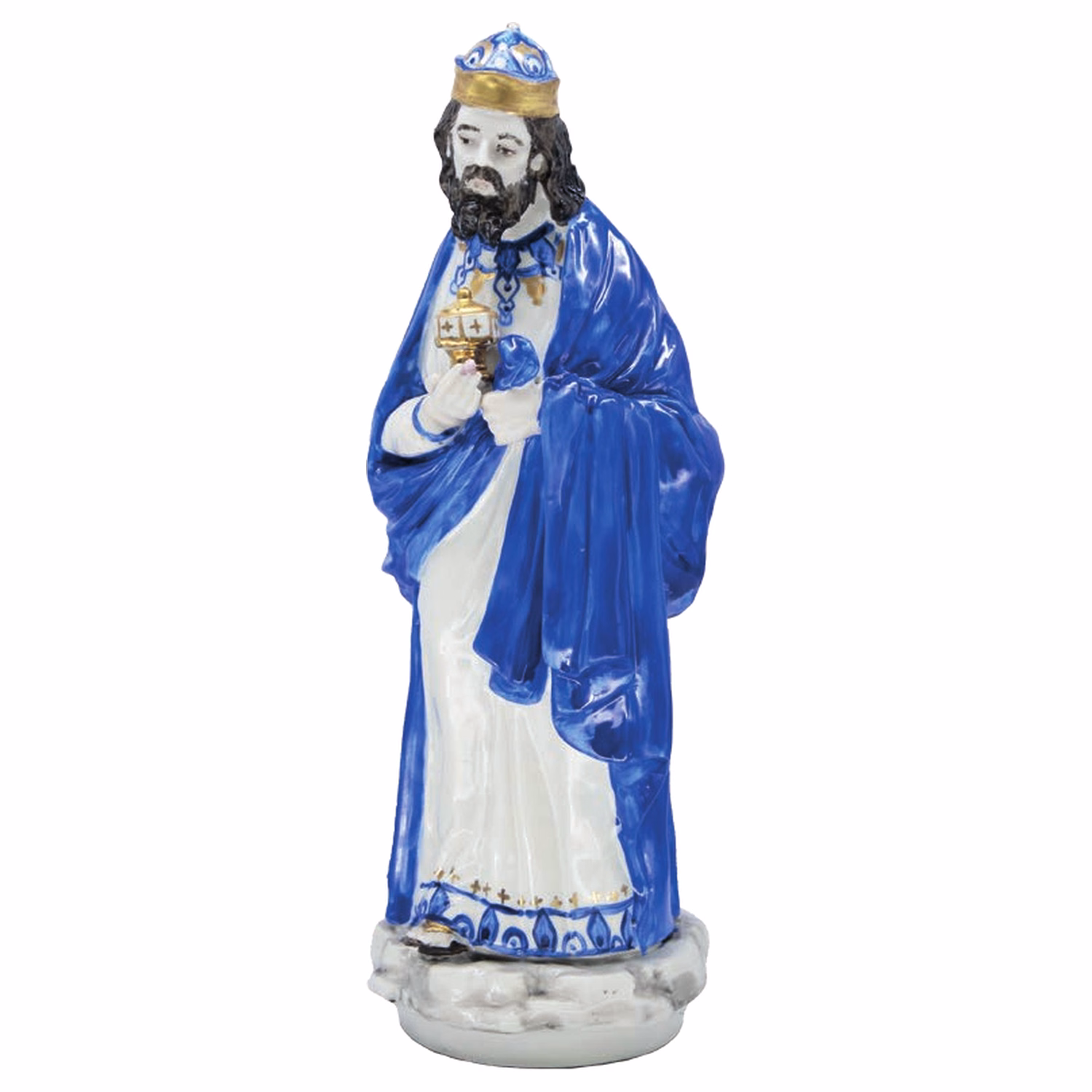 Re Magio in porcellana bianco e blu